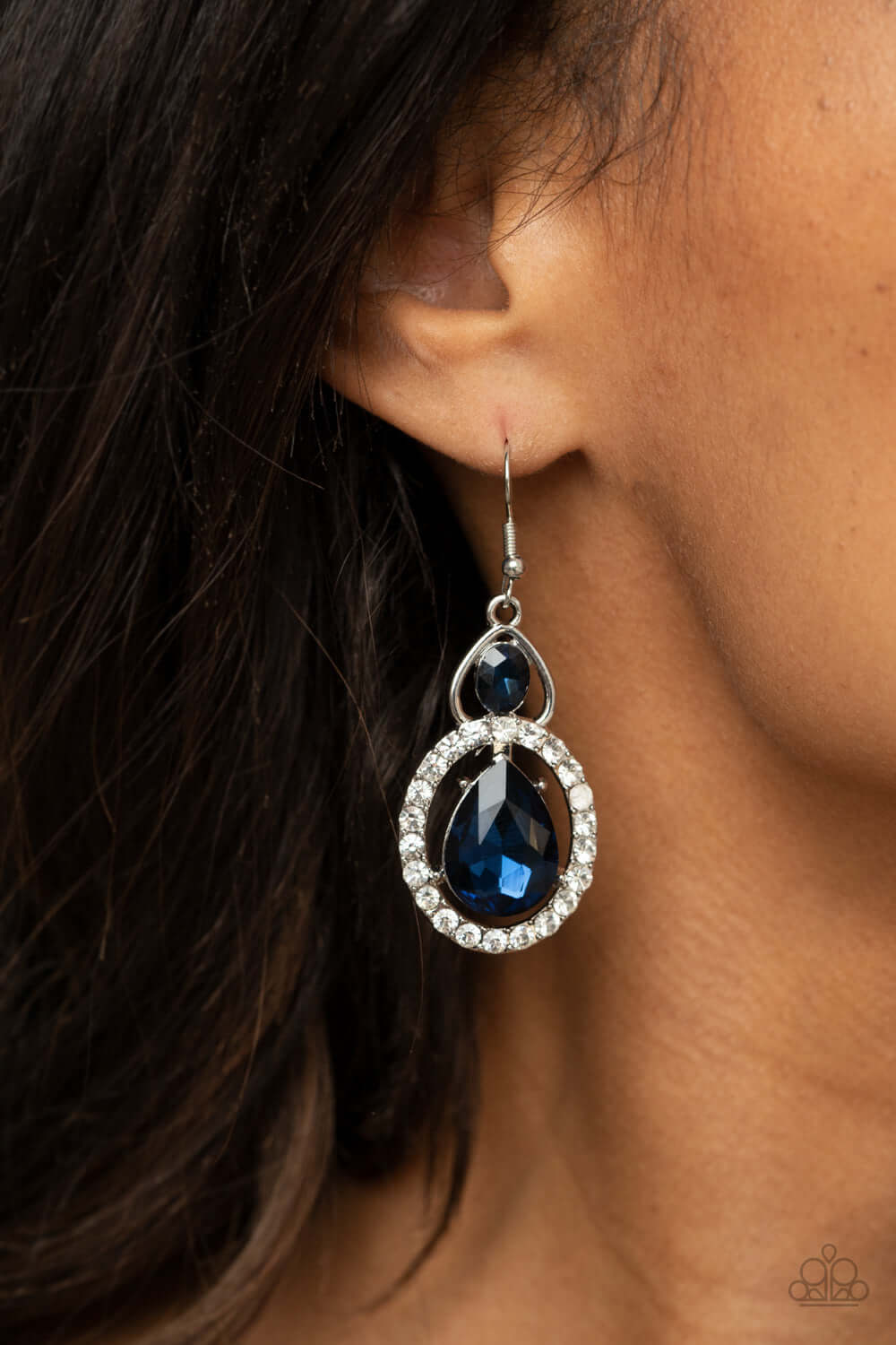 Double The Drama - Blue Paparazzi Accessories Earrings $5 Jewelry with Janet Morgan Earrings