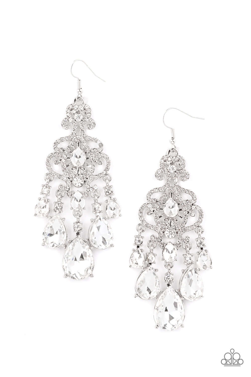 Queen Of All Things Sparkly - White Paparazzi Accessories Earrings $5 Jewelry with Janet Morgan Earrings