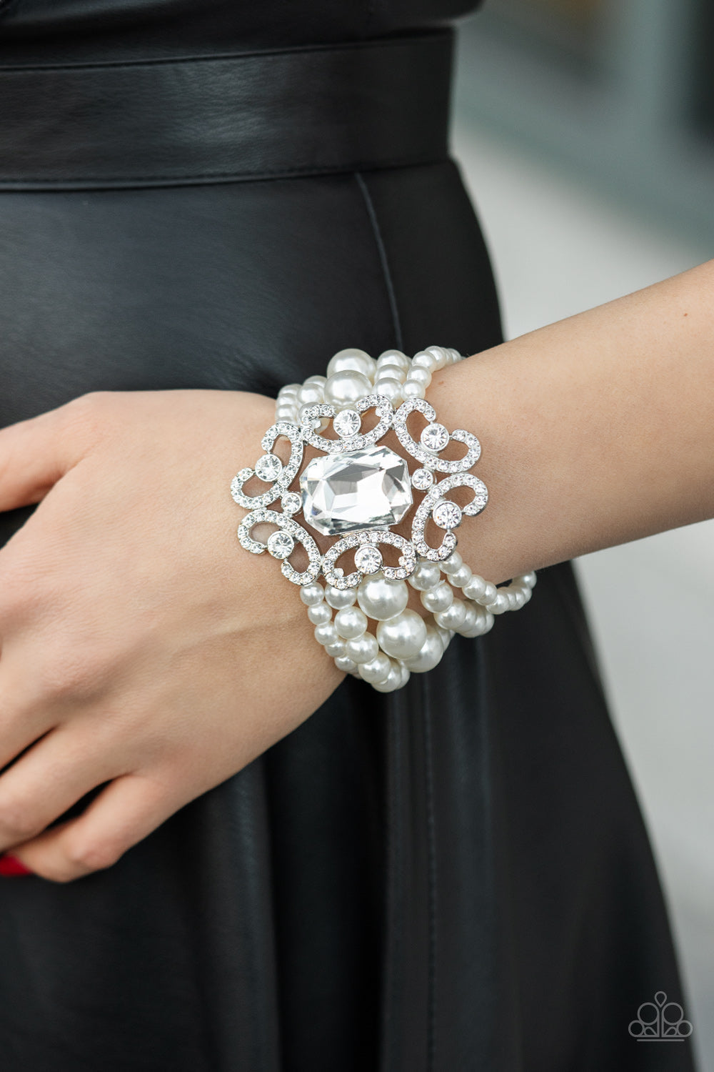 Rule The Room - White Paparazzi Accessories Bracelet $5 Jewelry with Janet Morgan Bracelets