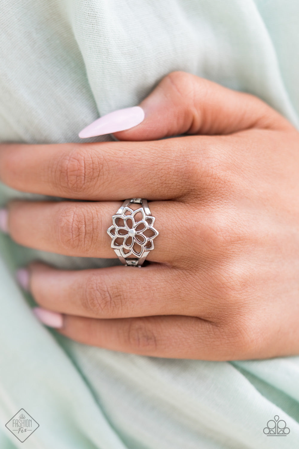 Prana Paradise - Silver Paparazzi Accessories Ring $5 Jewelry with Janet Morgan rings