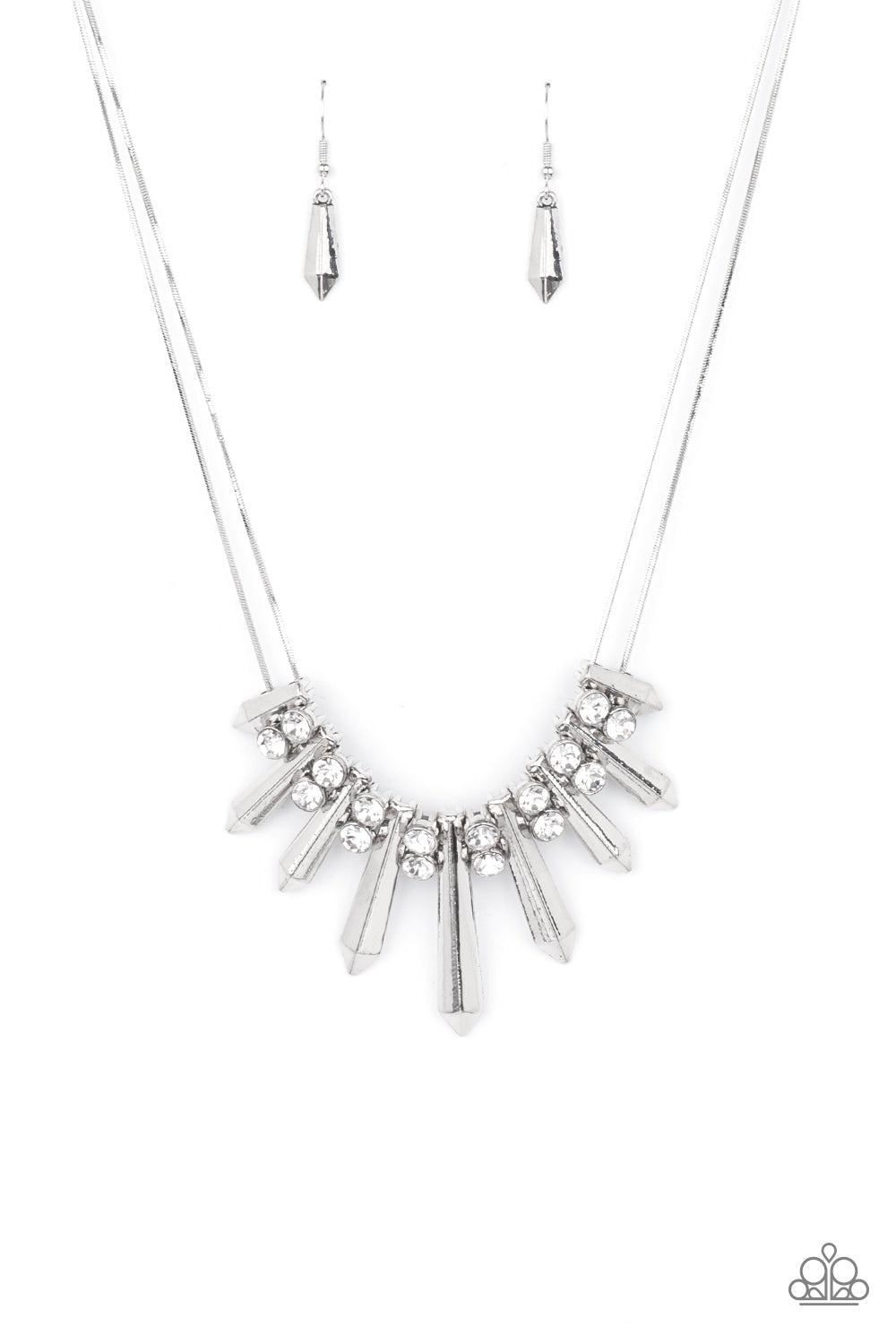 Dangerous Dazzle - White Paparazzi Accessories Necklace $5 Jewelry with Janet Morgan Necklaces