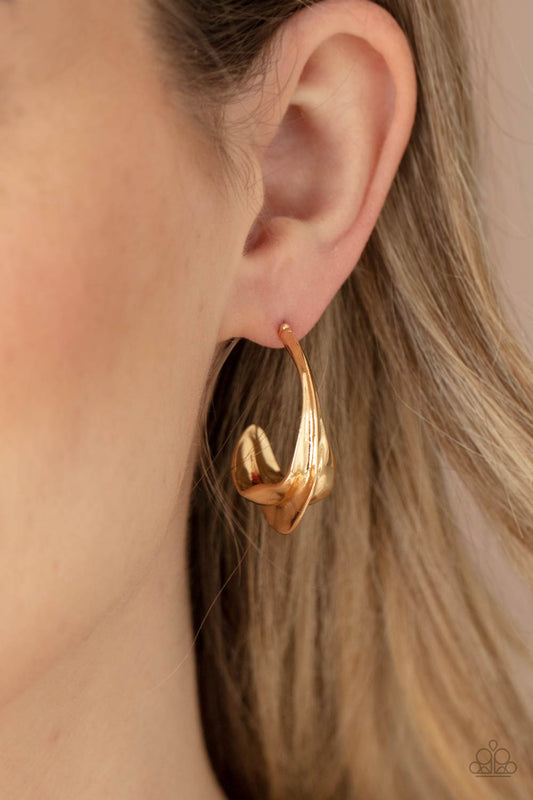 Modern Meltdown - Gold Paparazzi Accessories Earrings $5 Jewelry with Janet Morgan Earrings