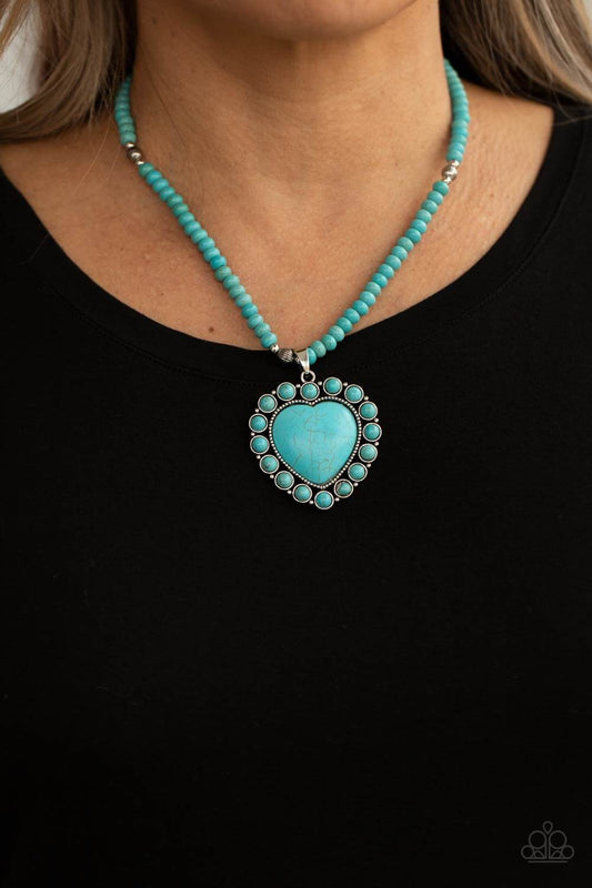 A Heart Of Stone - Blue Paparzzi Accessories Necklace $5 Jewelry with Janet Morgan Necklaces