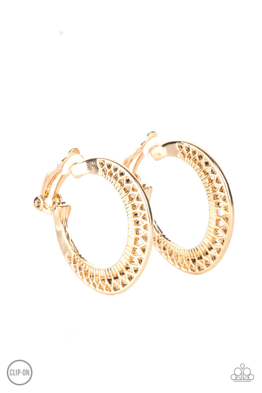 Moon Child Charisma - Gold Paparazzi Accessories Earrings $5 Jewelry with Janet Morgan Earrings