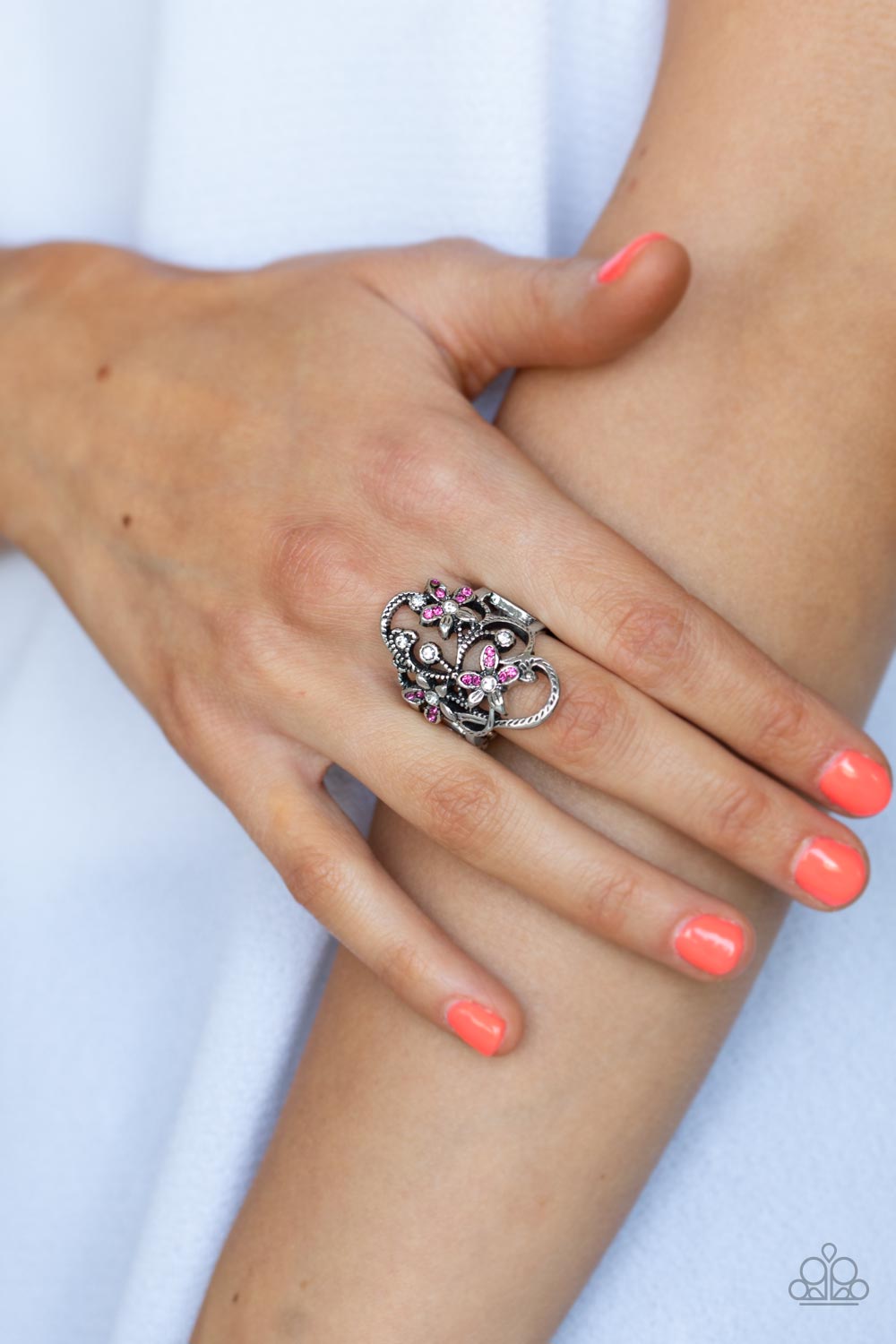 Flirtatiously Flowering - Paparazzi Accessories Pink Ring $5 Jewelry with Janet Morgan rings