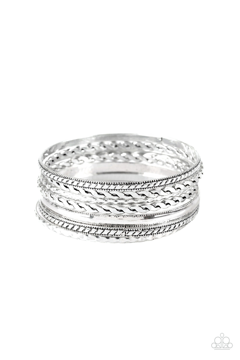 Rattle and Roll - Paparazzi Accessories Silver Bracelet $5 Jewelry with Janet Morgan Bracelets