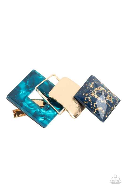 Geometrically Gatsby - Paparazzi Accessories Blue Hair Clip $5 Jewelry with Janet Morgan Hair Accessories