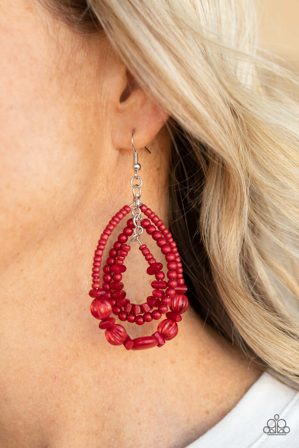 Prana Party - Paparazzi Accessories Red Earrings $5 Jewelry with Janet Morgan Earrings