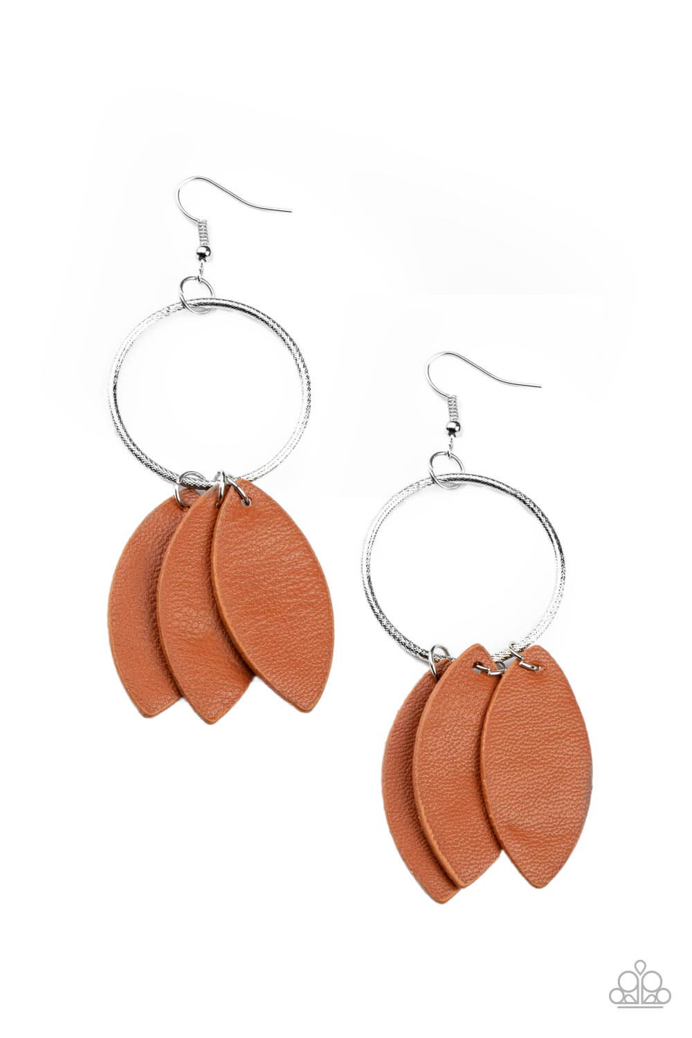 Leafy Laguna - Brown Paparazzi Leather Earrings $5 Jewelry with Janet Morgan Earrings