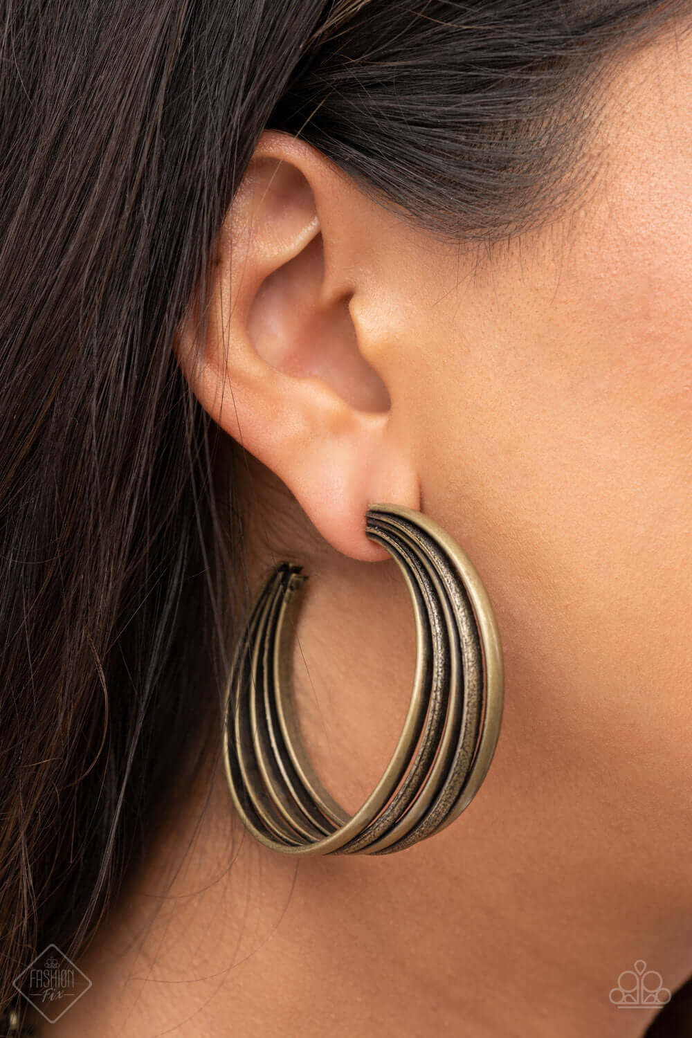 In Sync - Brass Paparazzi Accessories Earring $5 Jewelry with Janet Morgan Earrings