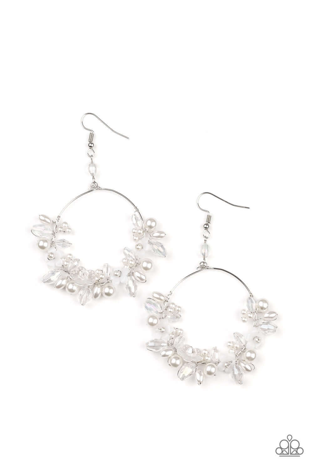 Floating Gardens - Paparazzi Accessories White Earrings $5 Jewelry with Janet Morgan EARRINGS