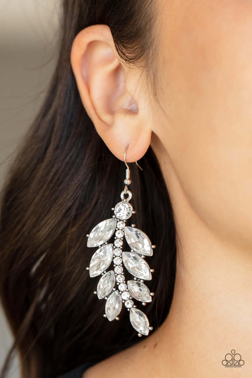 Ice Garden Gala - White Paparazzi Accessories Earring $5 Jewelry with Janet Morgan Earrings