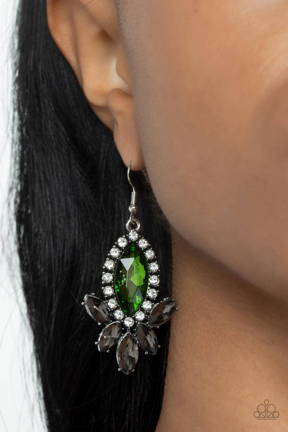 Serving Up Sparkle - Green Paparazzi Accessories Earrings $5 Jewelry with Janet Morgan Earrings