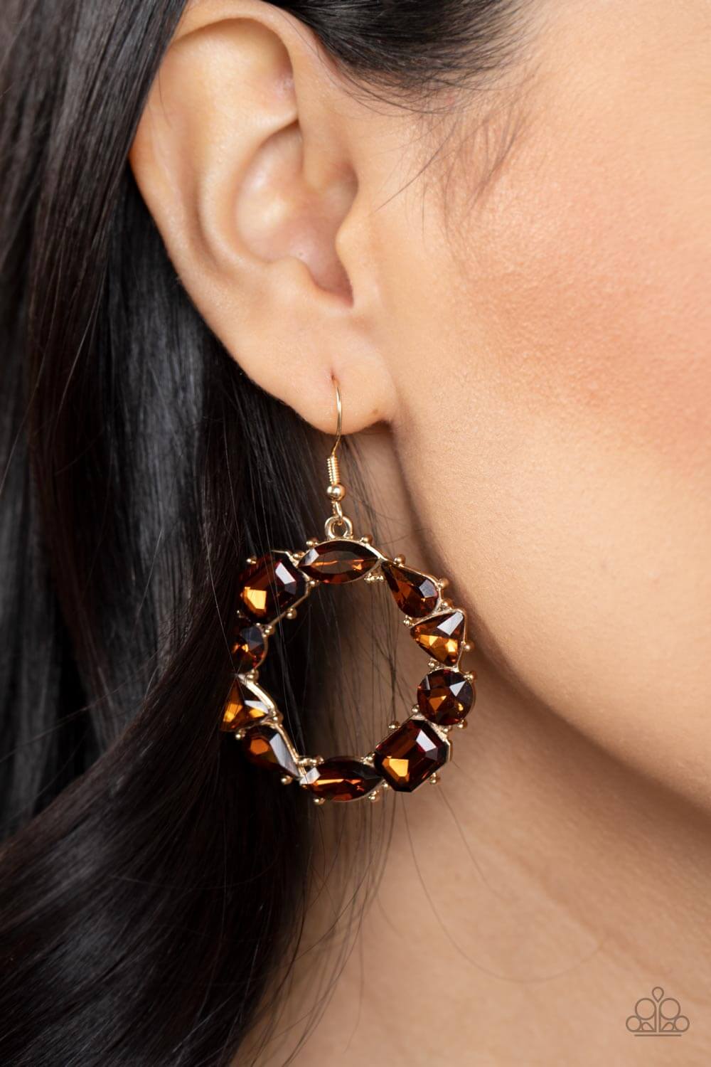 GLOWING in Circles - Brown Paparazzi Accessories Earring $5 Jewelry with Janet Morgan EARRINGS