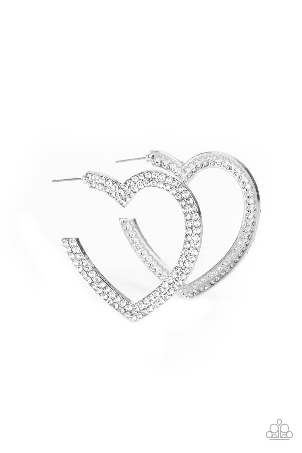 AMORE to Love - White Paparazzi Heart Hoop Earrings $5 Jewelry with Janet Morgan Earrings