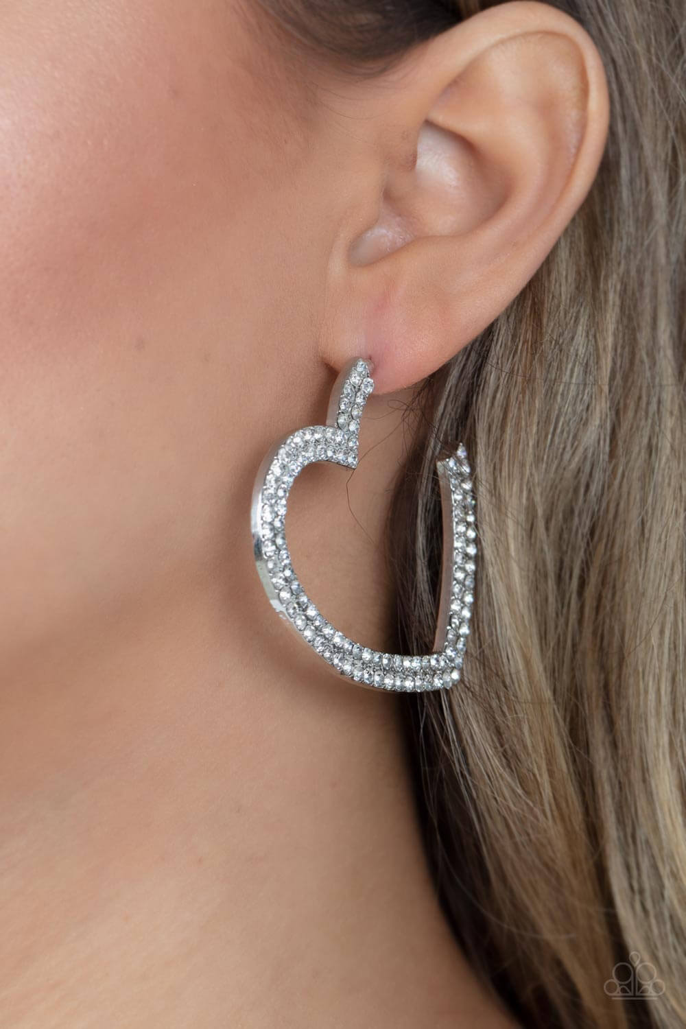 AMORE to Love - White Paparazzi Heart Hoop Earrings $5 Jewelry with Janet Morgan Earrings