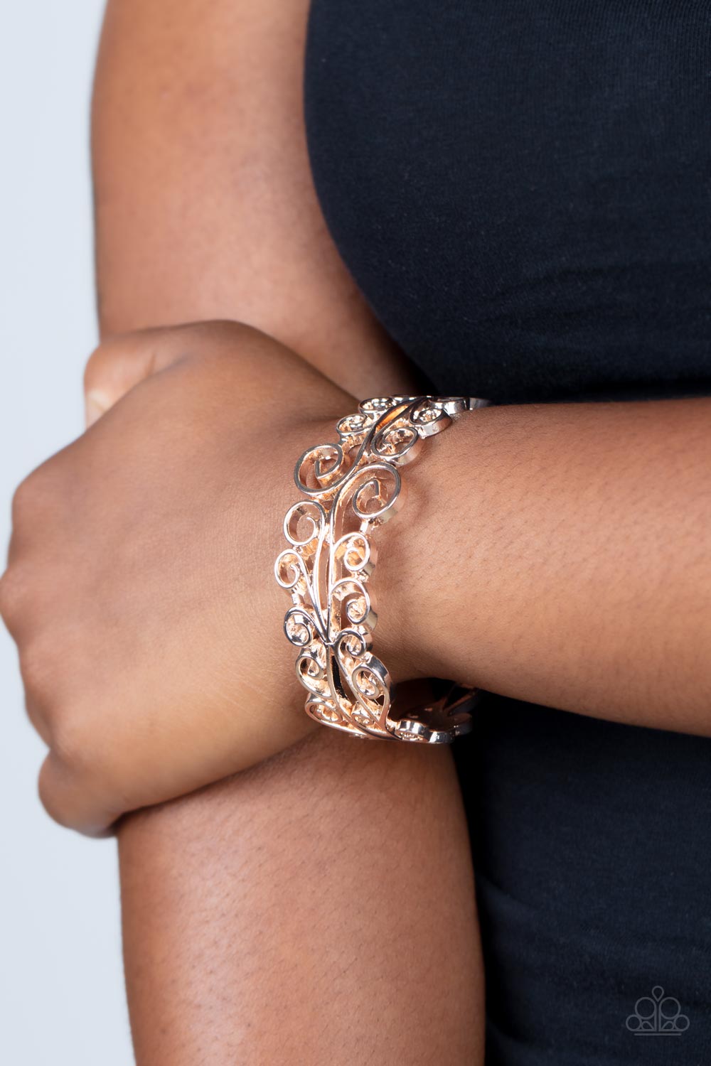 Dressed to FRILL - Rose Gold - Paparazzi Accessories Bracelet $5 Jewelry with Janet Morgan Bracelets