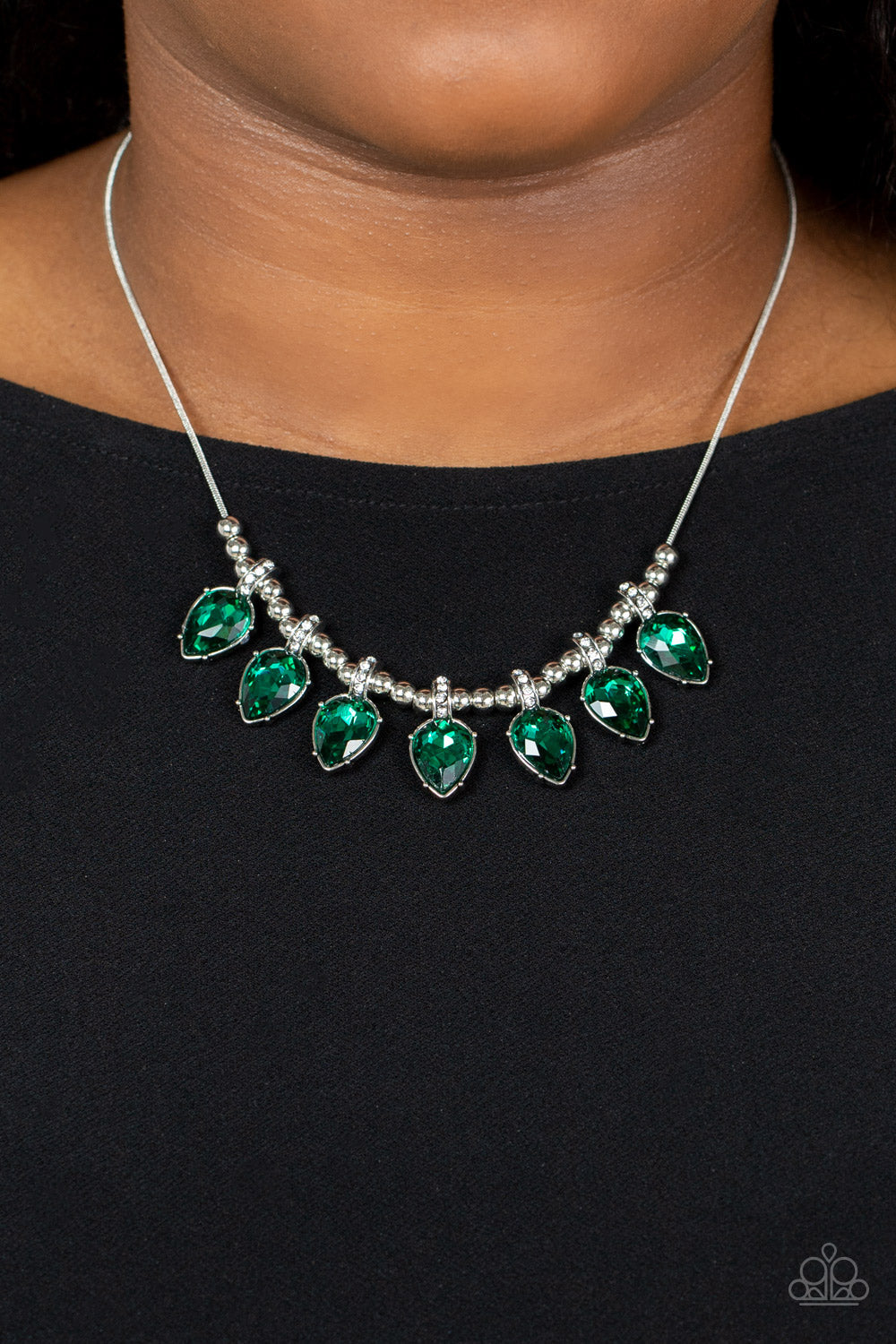 Crown Jewel Couture - Green - Paparazzi Accessories Necklace $5 Jewelry with Janet Morgan Necklaces