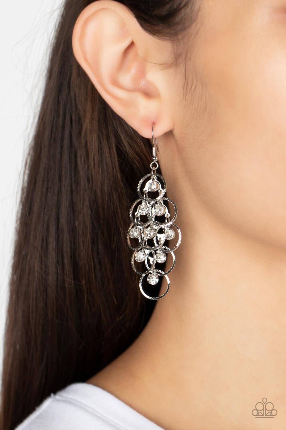 Head Rush - Paparazzi Accessories White Earrings $5 Jewelry with Janet Morgan EARRINGS