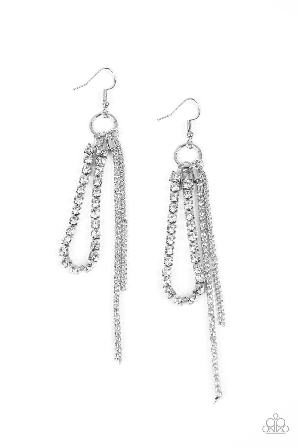 TMST Bling Swing Dance Dazzle - White Paparazzi Accessories Earrings