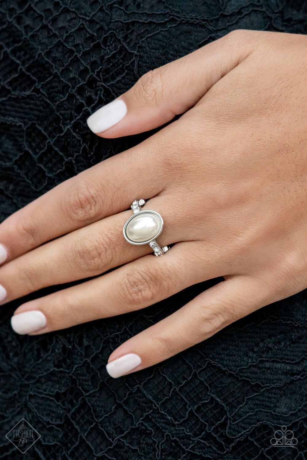 One Day at a SHOWTIME - White Paparazzi Ring $5 Jewelry with Janet Morgan rings