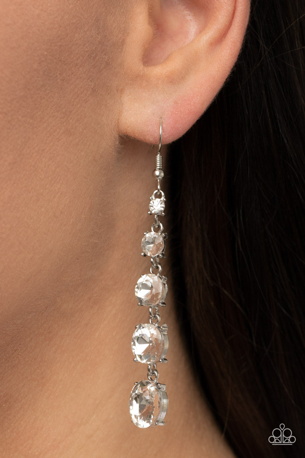 Red Carpet Charmer - Paparazzi Accessories White Earrings $5 Jewelry with Janet Morgan Earrings