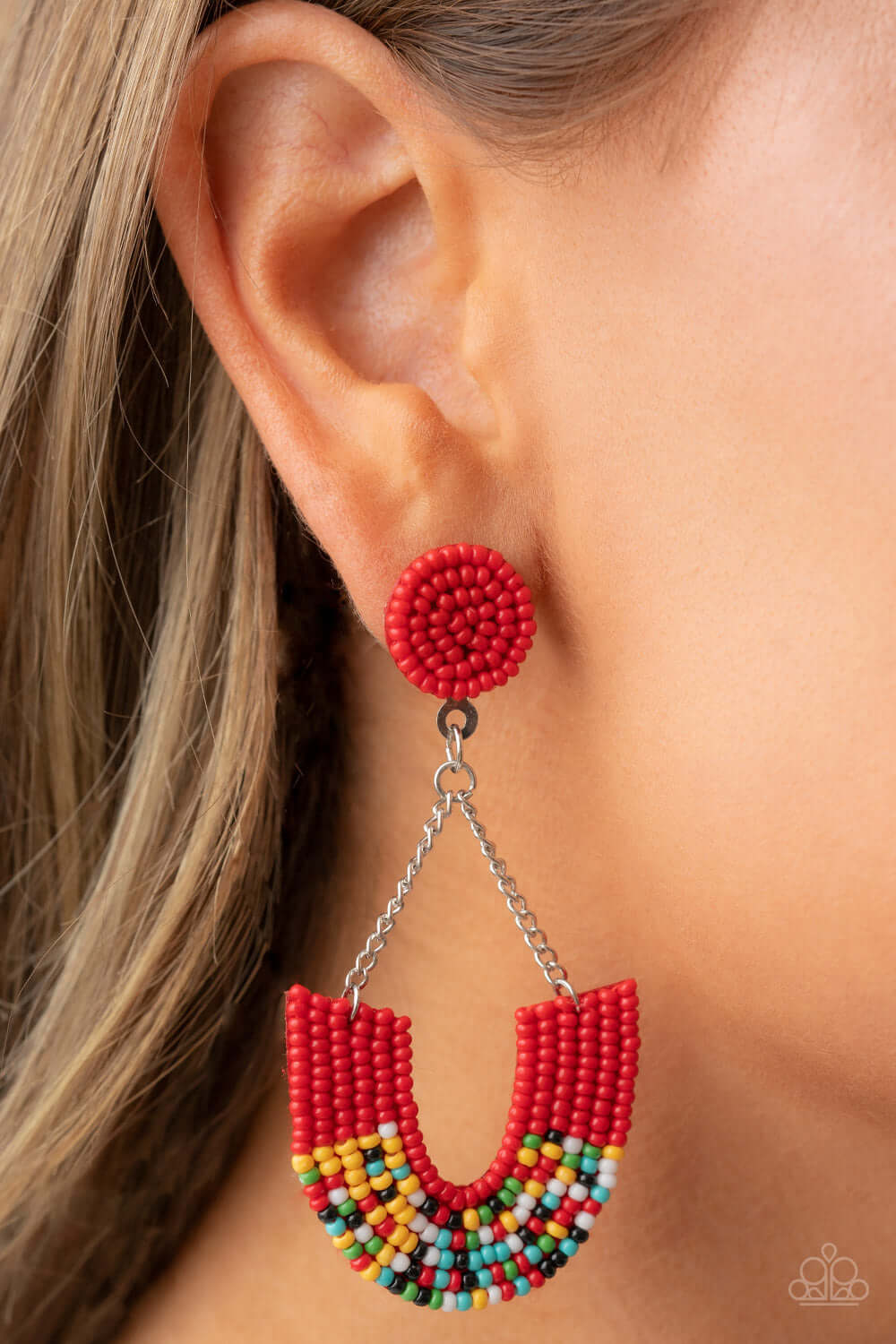 Make it RAINBOW - Red Paparazzi Accessories Seedbead Earrings $5 Jewelry with Janet Morgan Earrings