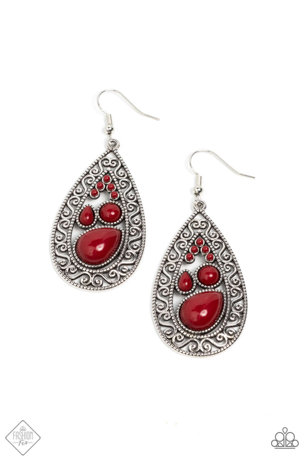 Nautical Daydream - Red Paparazzi Earrings $5 Jewelry with Janet Morgan Earrings