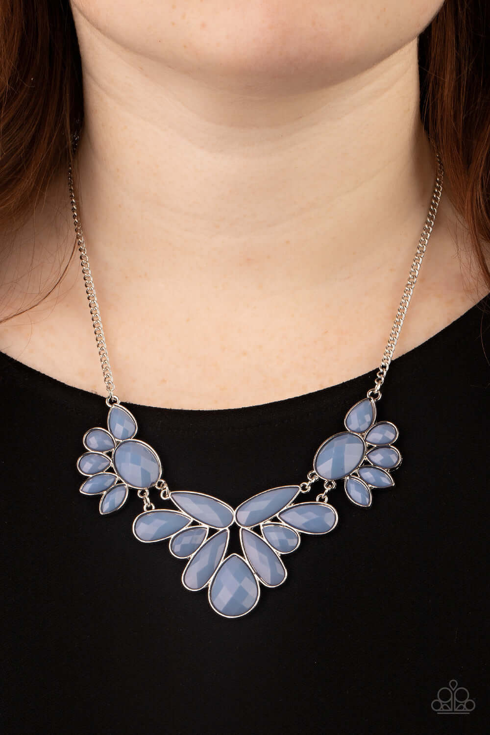 A Passing FAN-cy - Paparazzi Accessories Blue Necklace $5 Jewelry with Janet Morgan Necklace