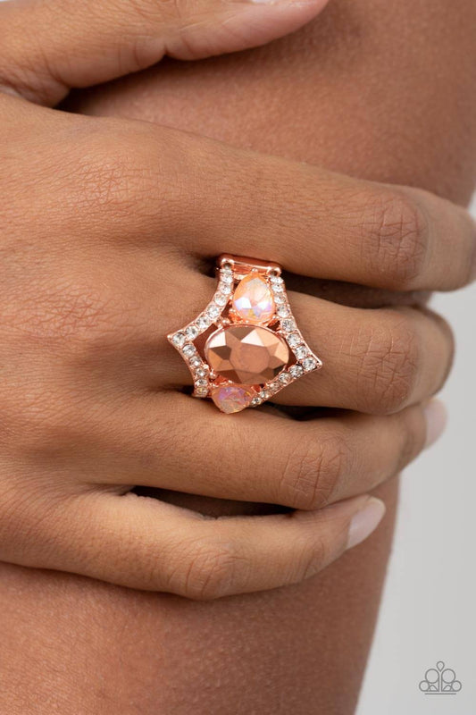 Bow Down to Dazzle - Copper - Paparazzi Accessories Ring $5 Jewelry with Janet Morgan rings