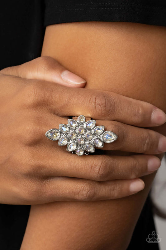 Combustible Iridescence - Paparazzi Accessories White Ring $5 Jewelry with Janet Morgan rings