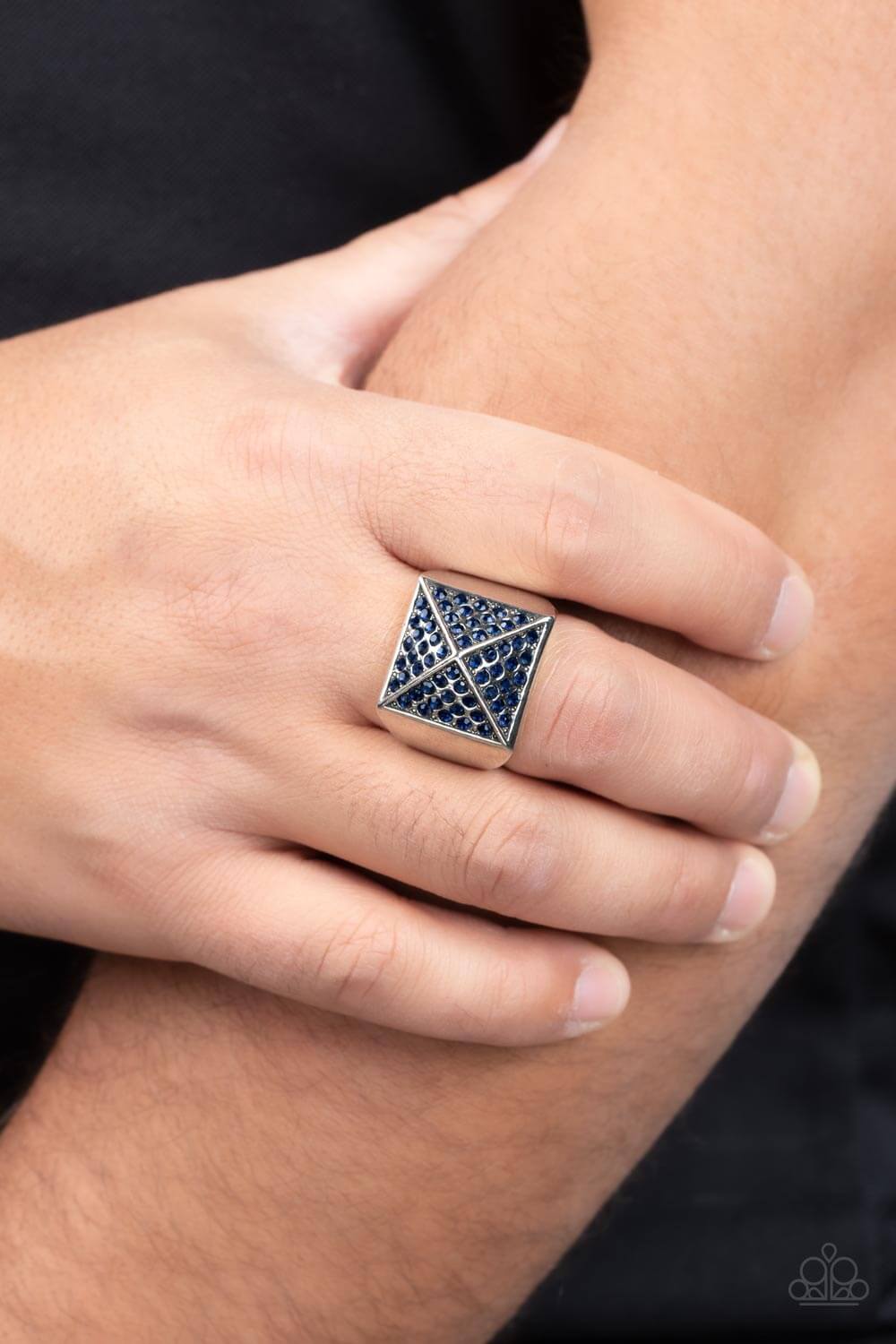 Pyramidal Powerhouse - Paparazzi Accessories Blue Mens Ring $5 Jewelry with Janet Morgan rings