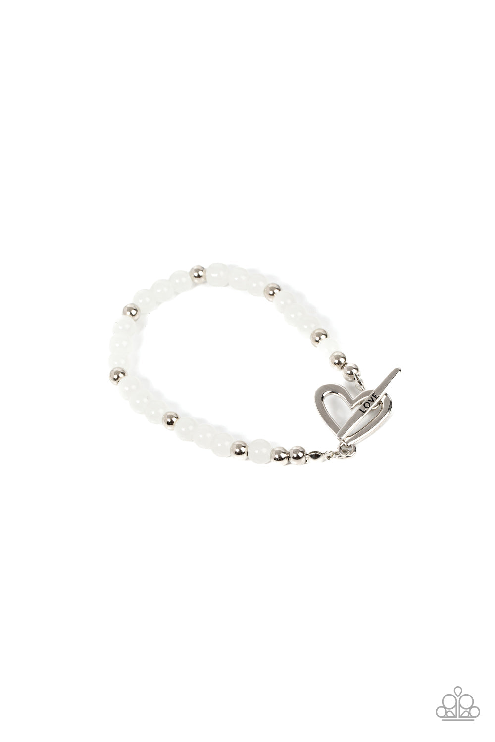 Following My Heart - Paparazzi Accessories White Heart Bracelet $5 Jewelry with Janet Morgan Bracelets