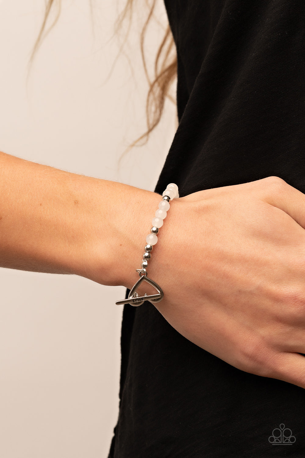 Following My Heart - Paparazzi Accessories White Heart Bracelet $5 Jewelry with Janet Morgan Bracelets