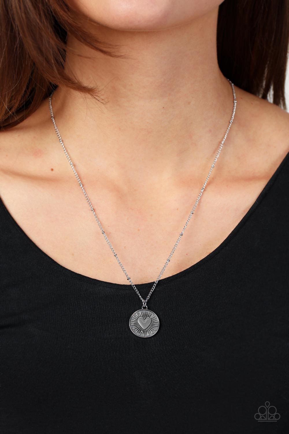 Lovestruck Shimmer - Paparazzi Accessories Silver Heart Necklace $5 Jewelry with Janet Morgan Necklace