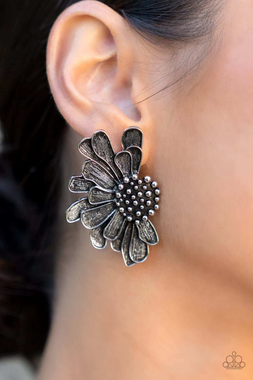 Paparazzi Farmstead Meadow Silver Post Earrings - Life of the Party April 2022 $5 Jewelry with Janet Morgan Earrings