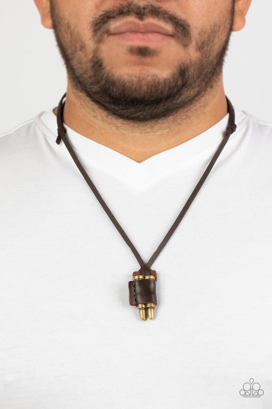 On the Lookout - Paparazzi Accessories Brass Mens Necklace $5 Jewelry with Janet Morgan Necklace