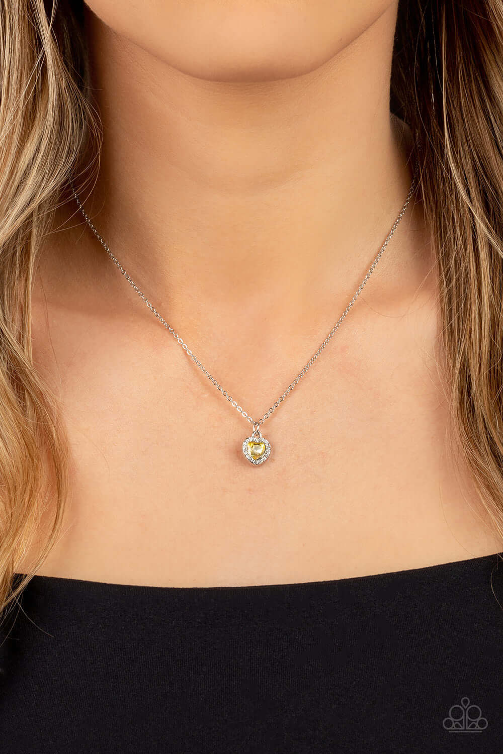 A Little Lovestruck - Paparazzi Accessories Yellow Heart Necklace $5 Jewelry with Janet Morgan Necklace