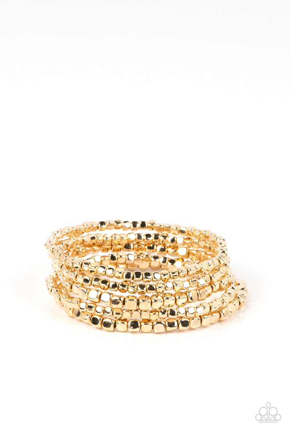 Right on CUBE - Gold Paparazzi Accessories Bracelet $5 Jewelry with Janet Morgan Bracelets