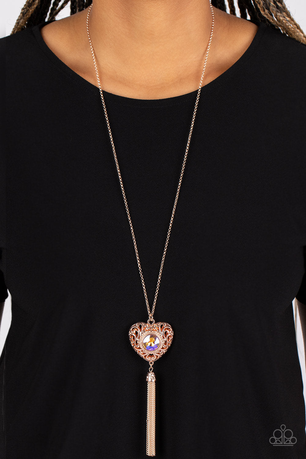 Prismatic Passion - Paparazzi Accessories Rose Gold Heart Necklace $5 Jewelry with Janet Morgan Necklaces