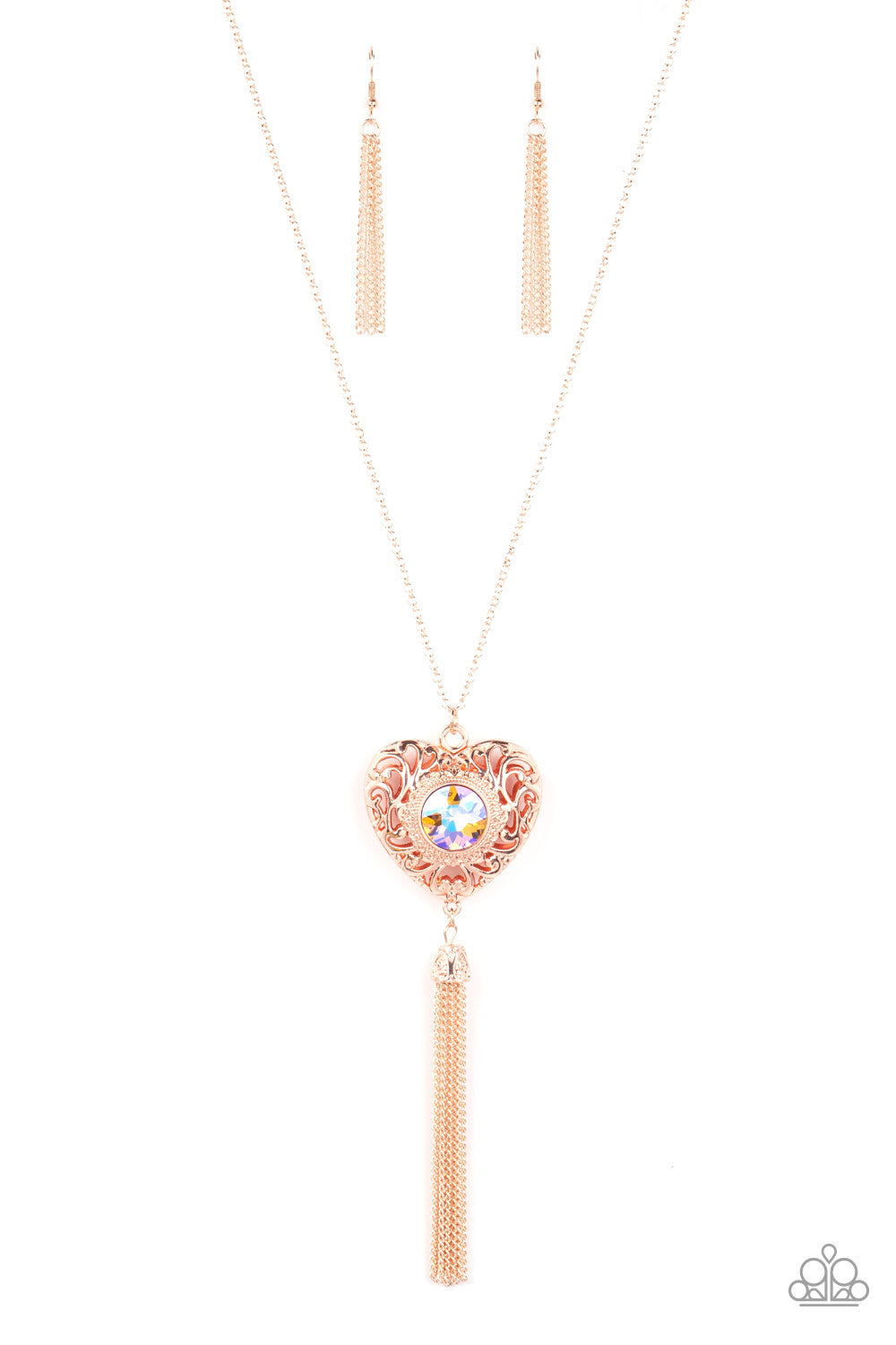 Prismatic Passion - Paparazzi Accessories Rose Gold Heart Necklace $5 Jewelry with Janet Morgan Necklaces