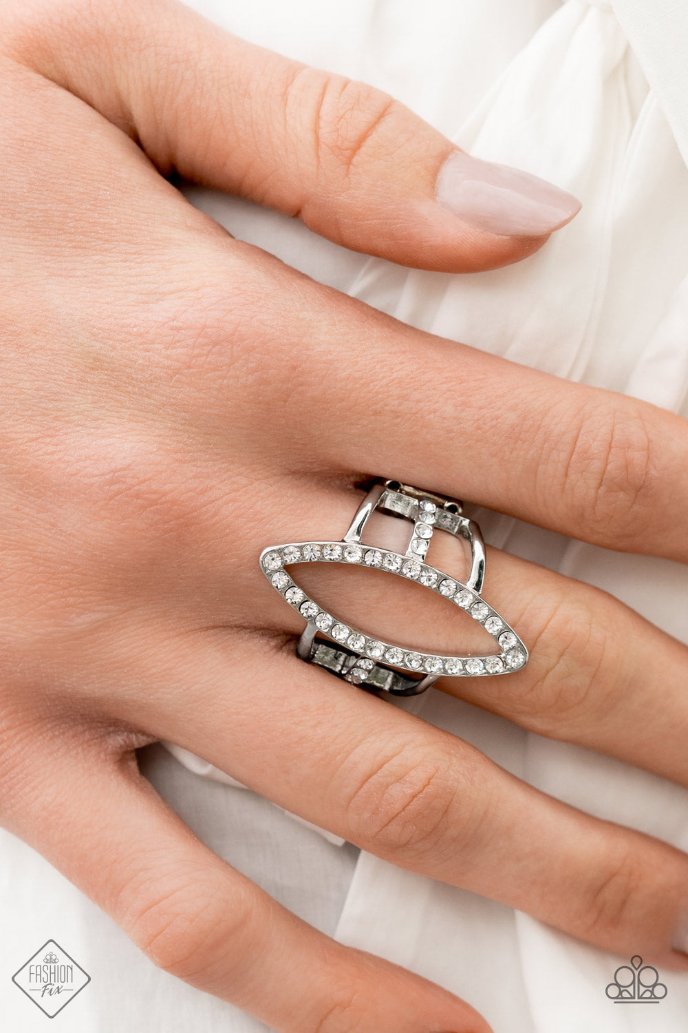 Icy Intuition - White Paparazzi Ring $5 Jewelry with Janet Morgan rings