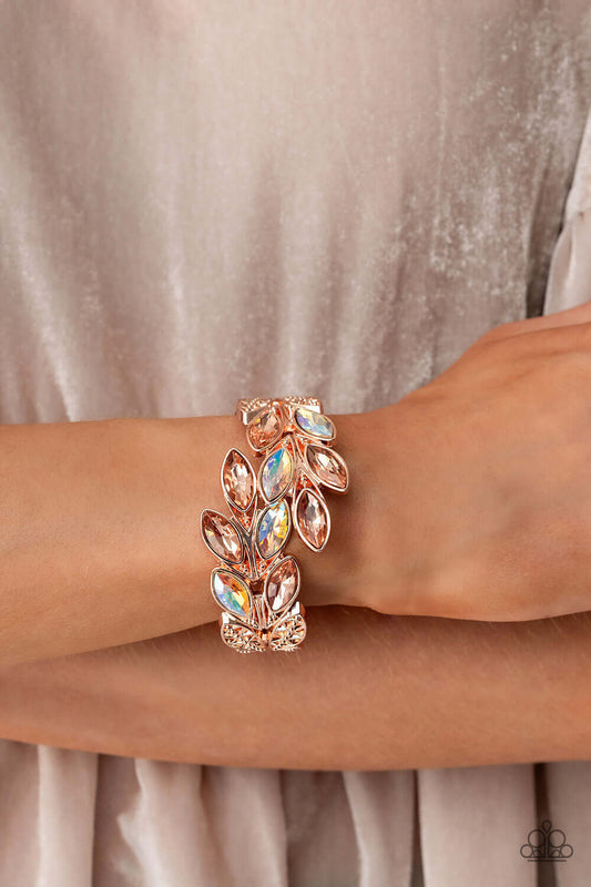 Luminous Laurels - Rose Gold Paparazzi Life of the Party Bracelet $5 Jewelry with Janet Morgan Bracelets