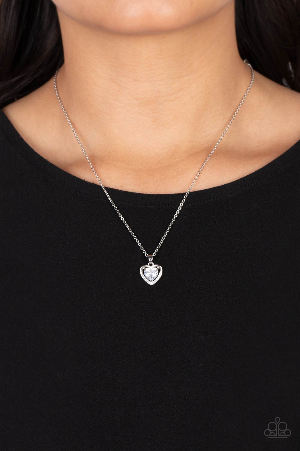 Effulgently Engaged - Paparazzi Accessories White Heart Necklace $5 Jewelry with Janet Morgan Necklace