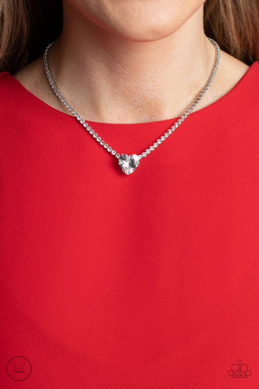 Flirty Fiancé - Paparazzi Accessories White Heart Necklace $5 Jewelry with Janet Morgan Necklace