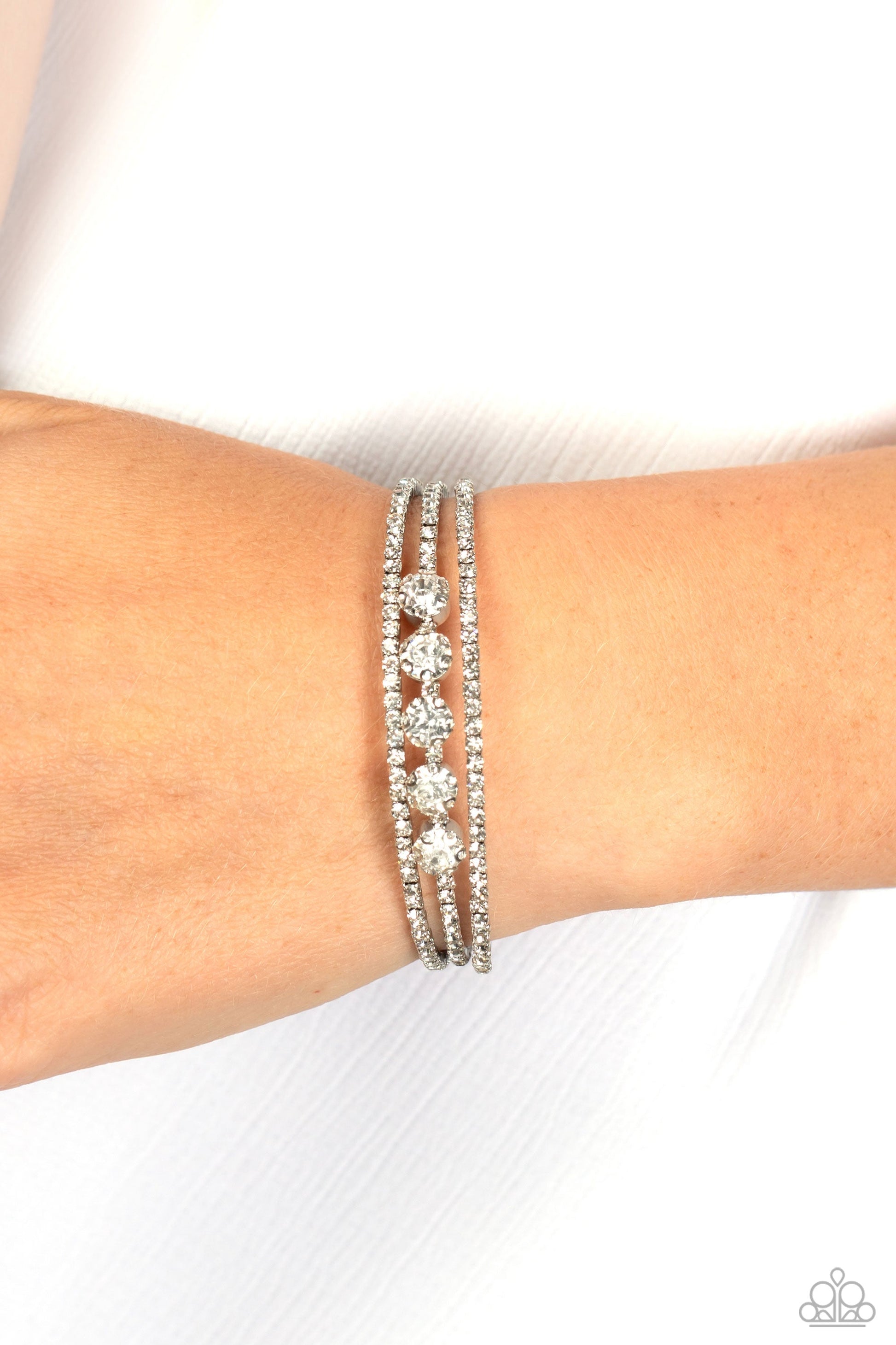 Lucid Layers - White Paparazzi Accessories Bracelet $5 Jewelry with Janet Morgan Bracelets