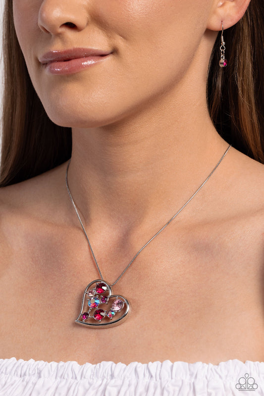 Romantic Recognition - Pink Paparazzi Heart Necklace $5 Jewelry with Janet Morgan Necklaces