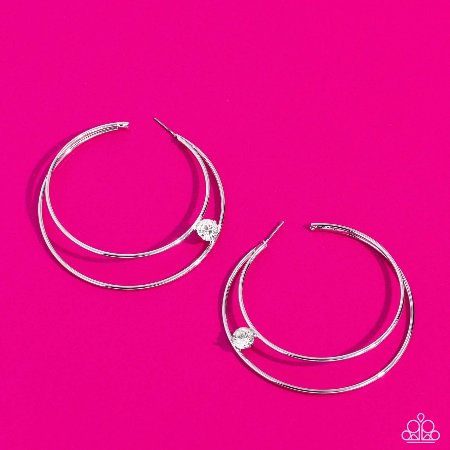 TMST Bling Theater HOOP - White Paparazzi Accessories Earrings