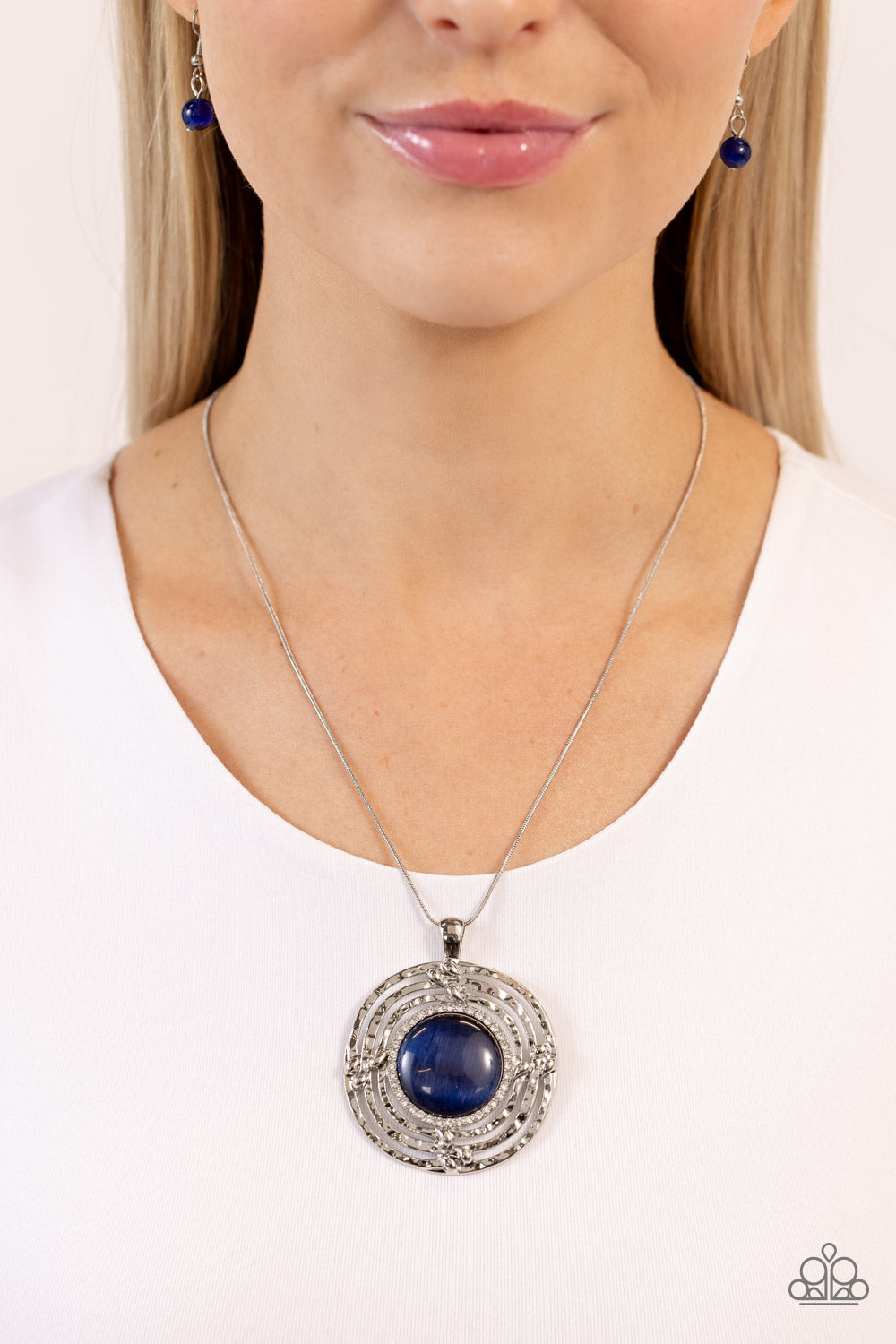 Maze STUNNER - Blue Cats Eye Paparazzi Necklace $5 Jewelry with Janet Morgan Necklaces