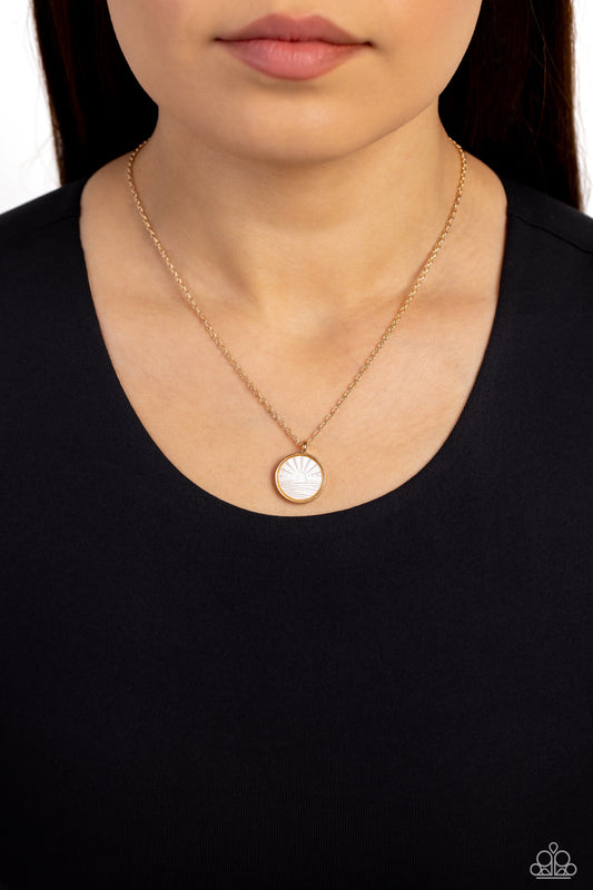 Seize the Sunset - Gold Necklace with Shell Like pendent $5 Jewelry with Janet Morgan Necklaces